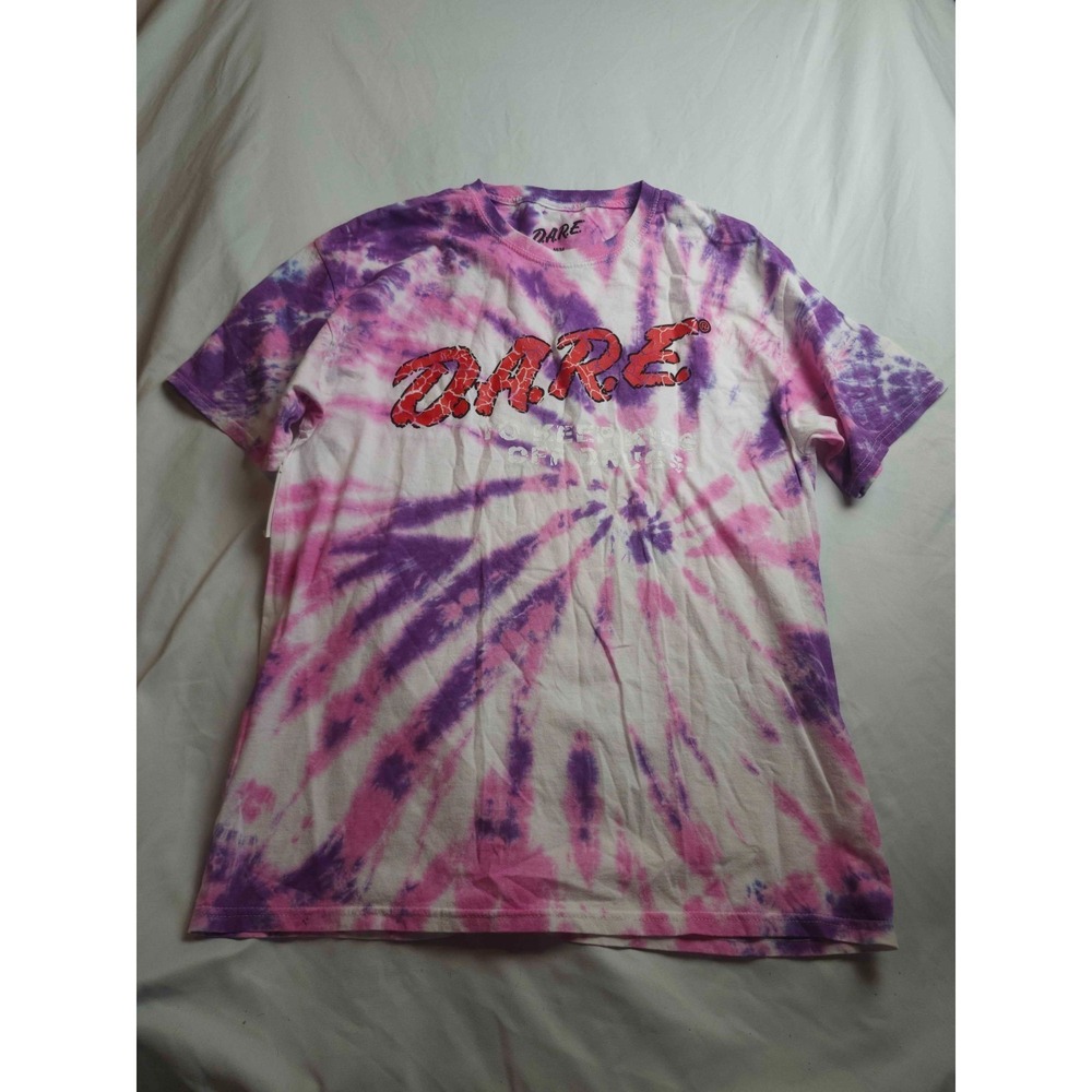 DARE‎ Shirt Mens M Pink Purple Tie Dye Festival Urban Skater Streetwear Hippie